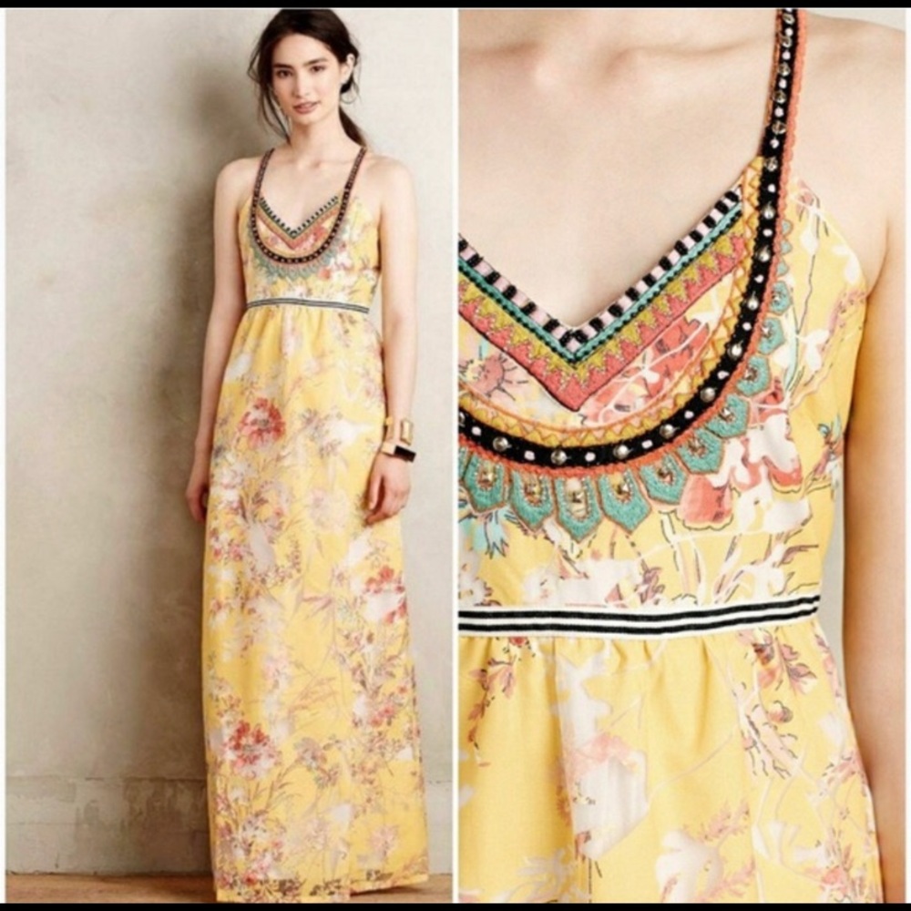 Anthro Vineet Bahl Varennes Beaded Maxi Dress 16